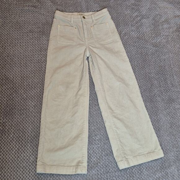 DL1961 Girl's Lily Wide Leg Pants Size 14 Manilla Corduroy High-Rise Crop Ecru - Picture 1 of 10